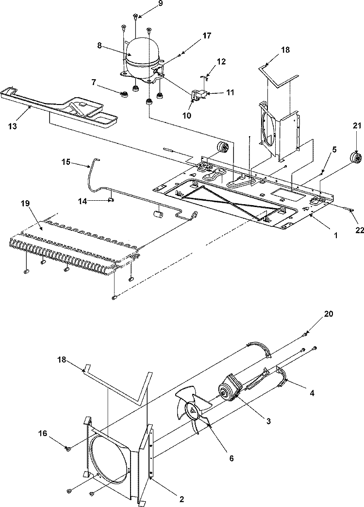 COMPRESSOR Diagram and Parts List for AFF2534FEB  Amana Refrigerator