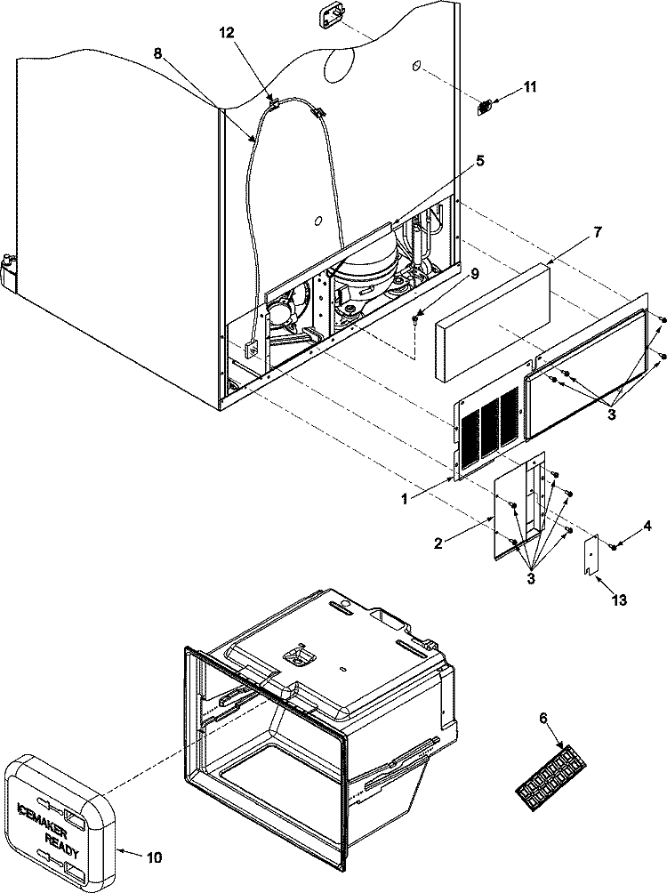 CABINET BACK Diagram and Parts List for MB2216PUAW  Maytag Refrigerator