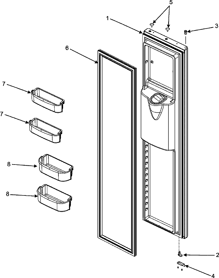 FREEZER DOOR Diagram and Parts List for MSD2641KEW  Maytag Refrigerator