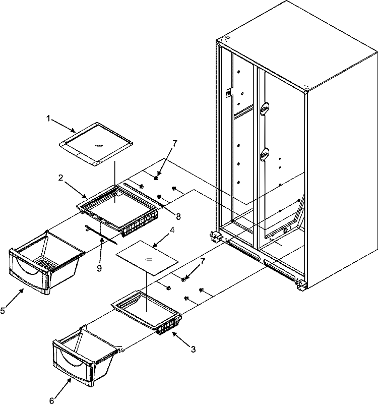 CRISPER ASSEMBLY Diagram and Parts List for MSD2641KEW  Maytag Refrigerator