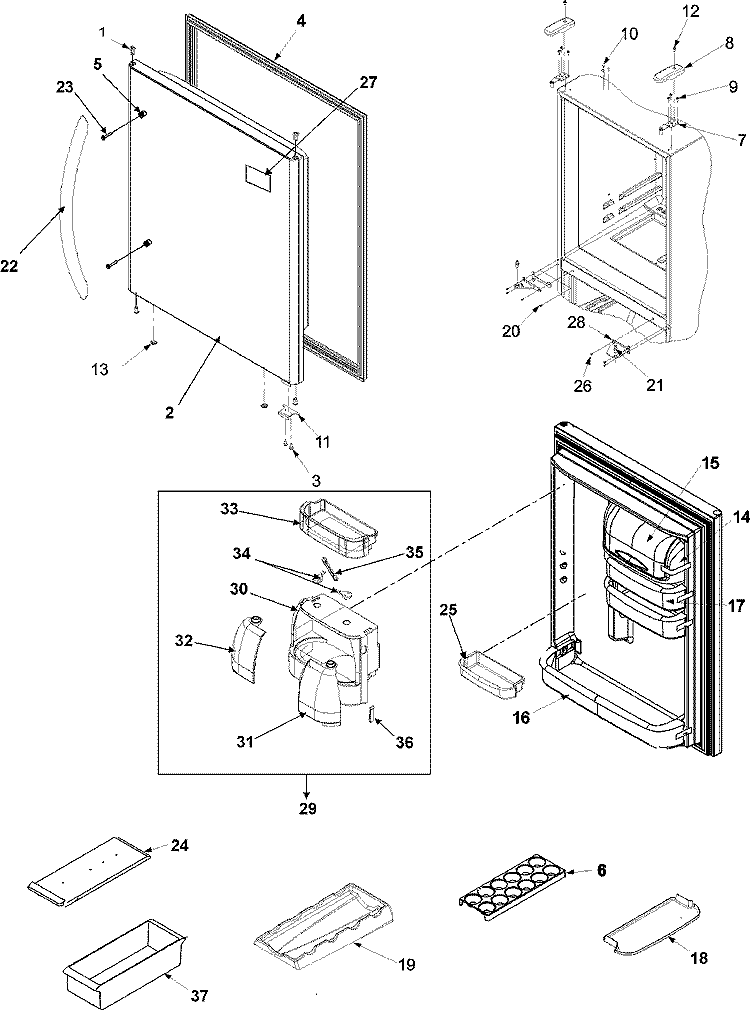 REFRIGERATOR DOOR Diagram and Parts List for ABL2233FES ABL2233FES0 Amana Refrigerator