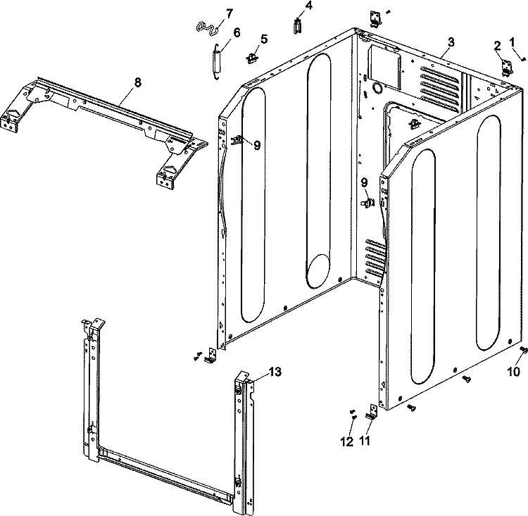 CABINET FRONT Diagram and Parts List for NAH6800AWW  Amana Washer