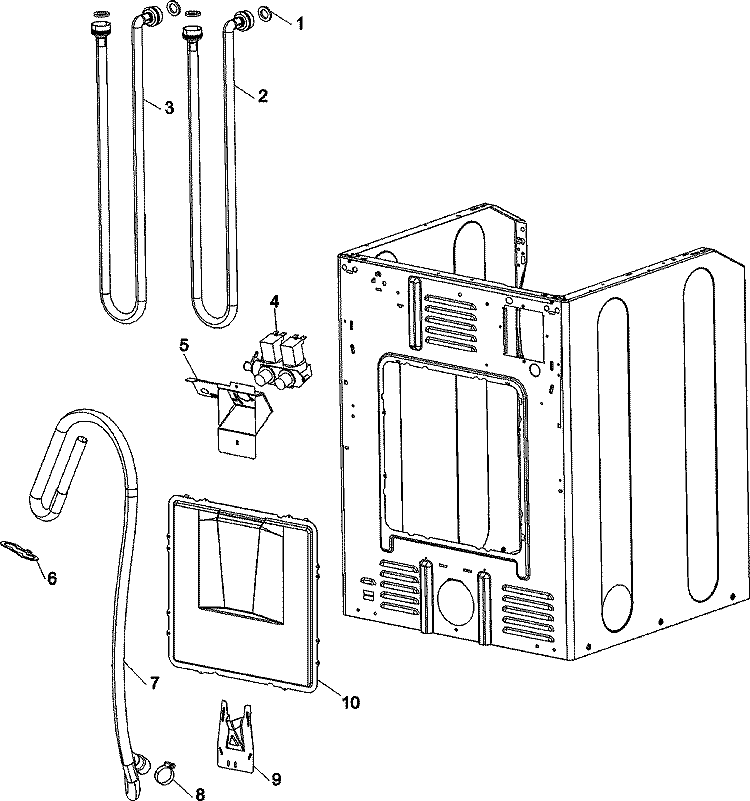 CABINET REAR Diagram and Parts List for NAH6800AWW  Amana Washer