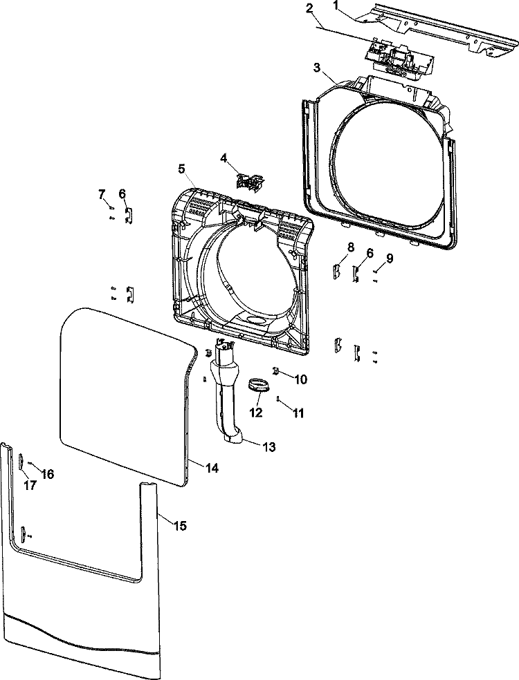 DOOR AND FRONT PANEL Diagram and Parts List for NAH6800AWW  Amana Washer
