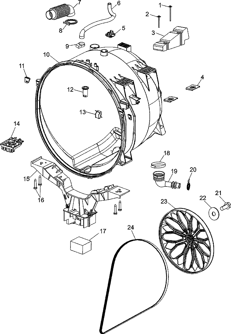 OUTER TUB Diagram and Parts List for NAH6800AWW  Amana Washer