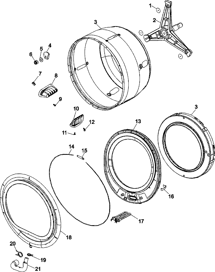 INNER TUB Diagram and Parts List for NAH6800AWW  Amana Washer
