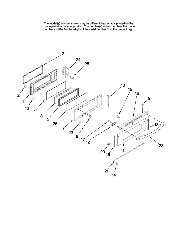 Upper Door Parts Diagram and Parts List for MER6751AAW24  Maytag Range