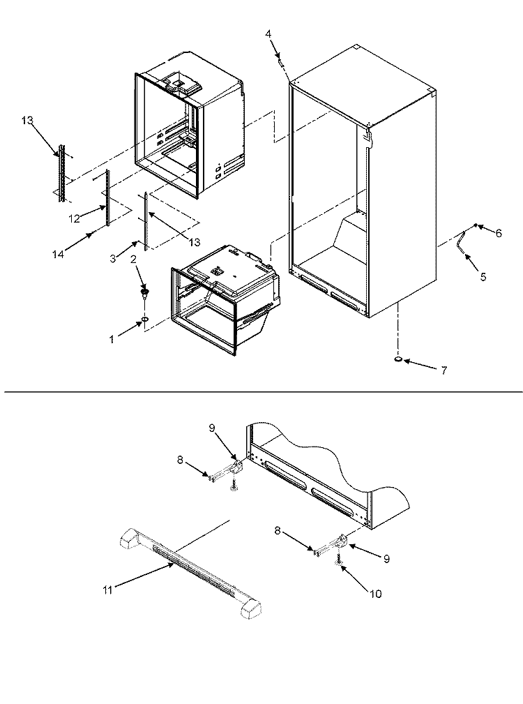 INTERIOR CABINET & TOE GRILLE Diagram and Parts List for G32027WEKB  Maytag Refrigerator