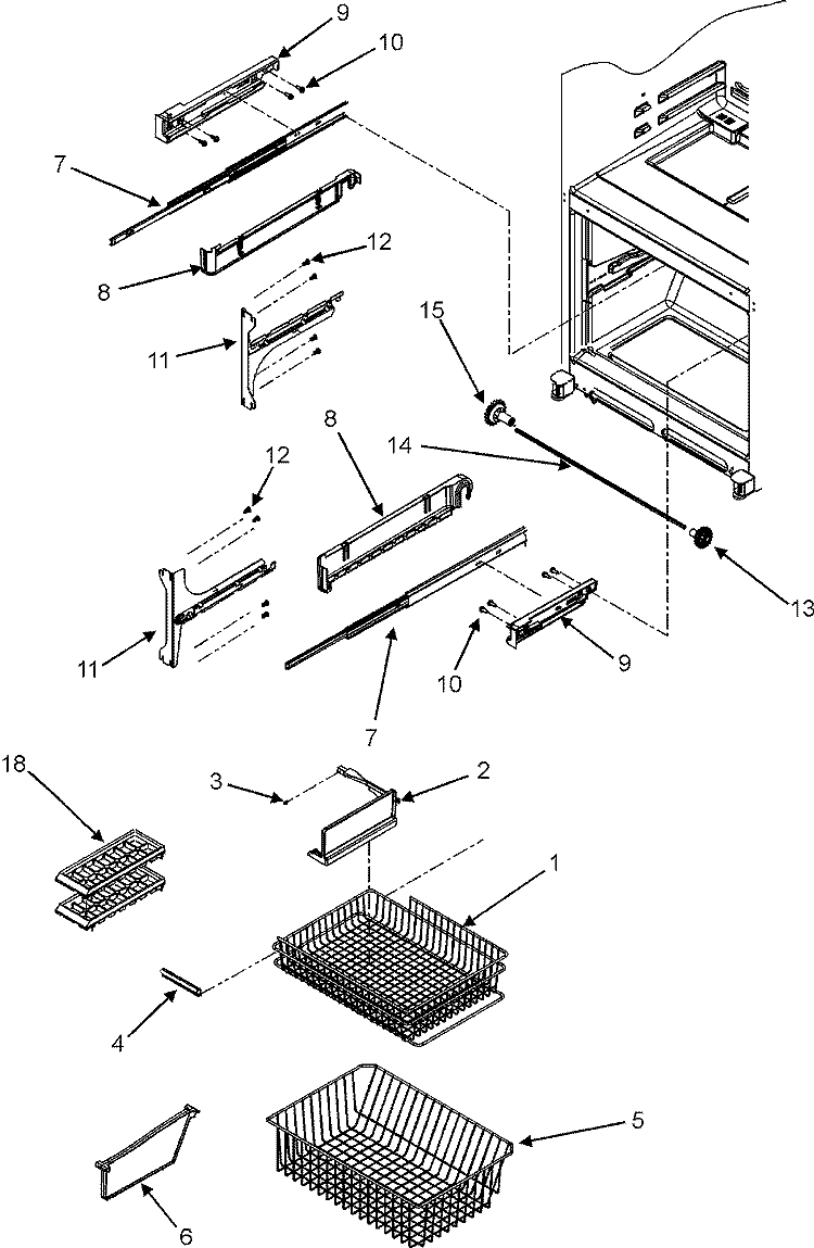 FREEZER SHELVES Diagram and Parts List for G32027WEKB  Maytag Refrigerator