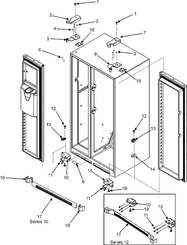 HINGES & TOE GRILLE (GC2225GEKB / S / W) Diagram and Parts List for GC2225GEKB  Maytag Refrigerator