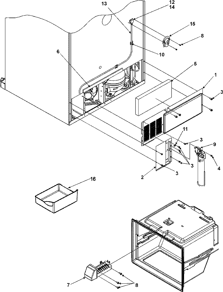 CABINET BACK Diagram and Parts List for AFF2534FEB  Amana Refrigerator