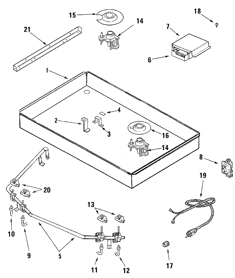 BODY Diagram and Parts List for JGC9430BDS  Jenn-Air Cooktop