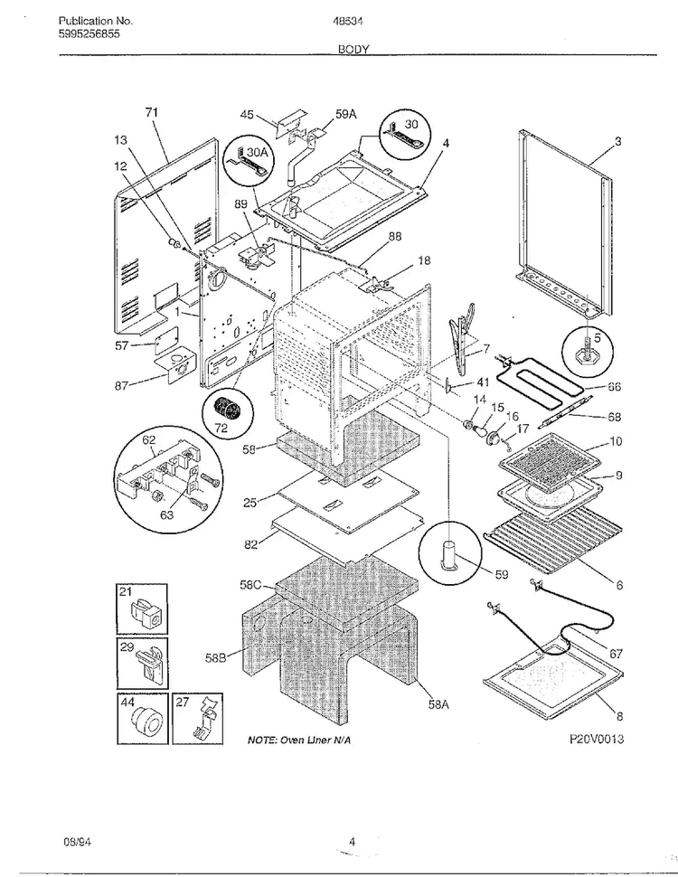 Body Diagram and Parts List for 485340A  Admiral Range