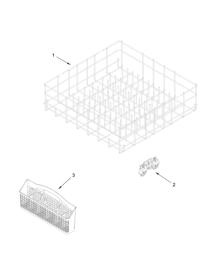 Lower Rack Parts Diagram and Parts List for ADB1300AFW1  Amana Dishwasher