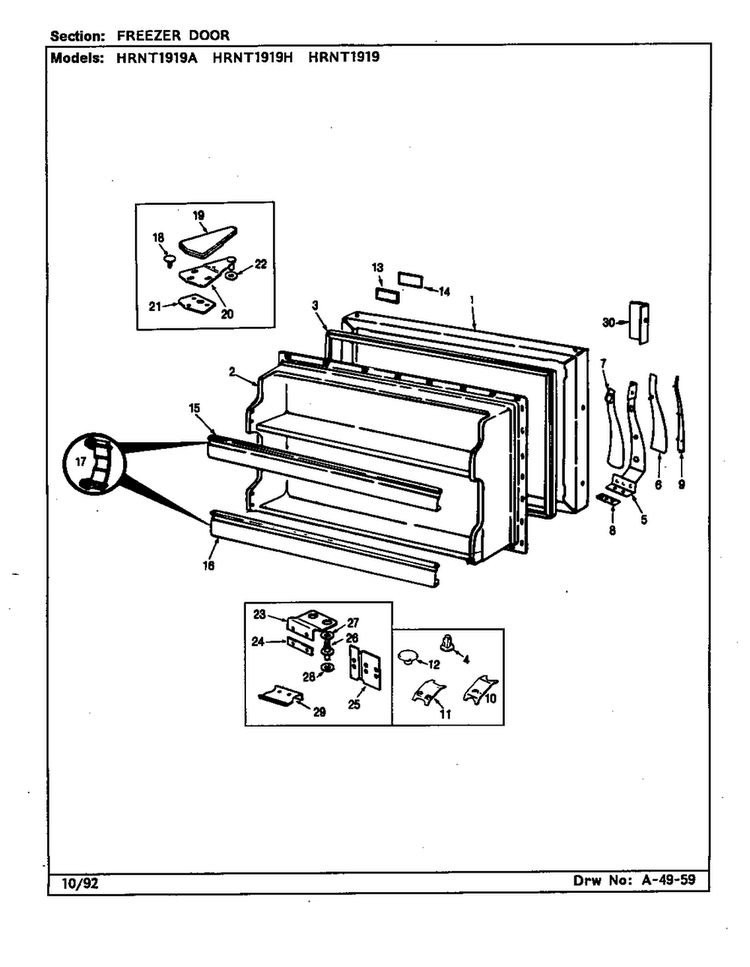 Freezer Door Diagram and Parts List for HRNT1919 CL55A Maytag Refrigerator
