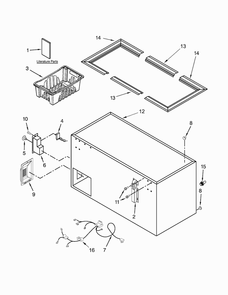Cabinet Parts Diagram and Parts List for AZC31T15DW00  Amana Freezer