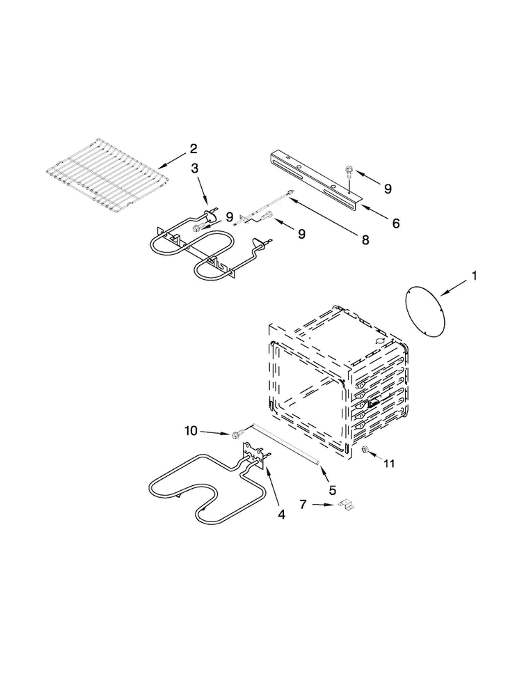 Internal Oven Parts Diagram and Parts List for JJW2527WS01  Jenn-Air Wall Oven