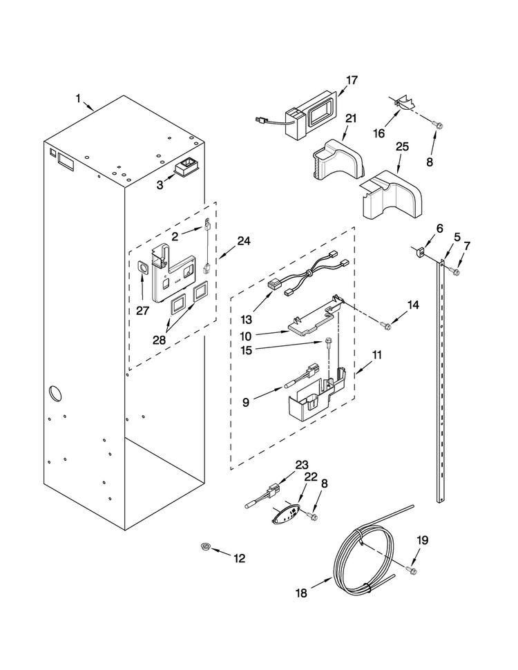 Refrigerator Liner Parts Diagram and Parts List for JS48CXDBDB01  Jenn-Air Refrigerator