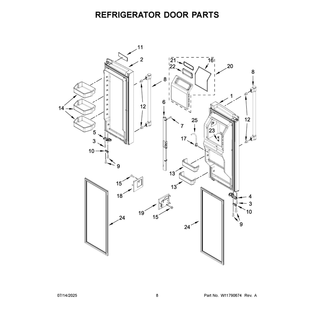 Refrigerator Door Parts Diagram and Parts List for MFT2772HEZ08  Maytag Refrigerator