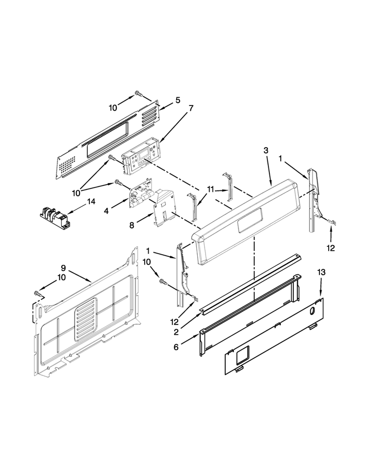 Control Panel Parts Diagram and Parts List for MGR7685AB2  Maytag Range