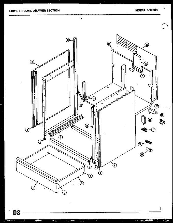 02 - Lower Frame Diagram and Parts List for 969003  Litton Range