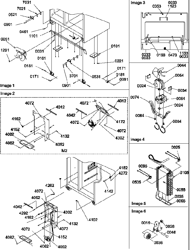 Drain Systems, Rollers, And Evaporator Assy Diagram and Parts List for SRD522SW-P1184707WW  Amana Refrigerator