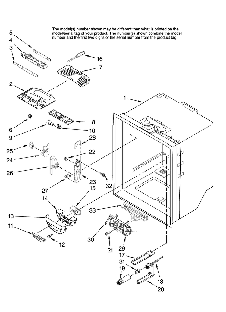 Refrigerator Liner Parts Diagram and Parts List for JFC2089HES13  Jenn-Air Refrigerator