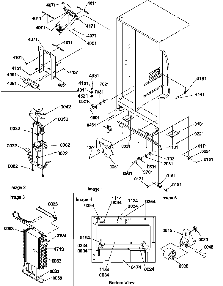 Drain System, Rollers, And Evaporator Assy Diagram and Parts List for SRD27S2L-P1190329WL  Amana Refrigerator