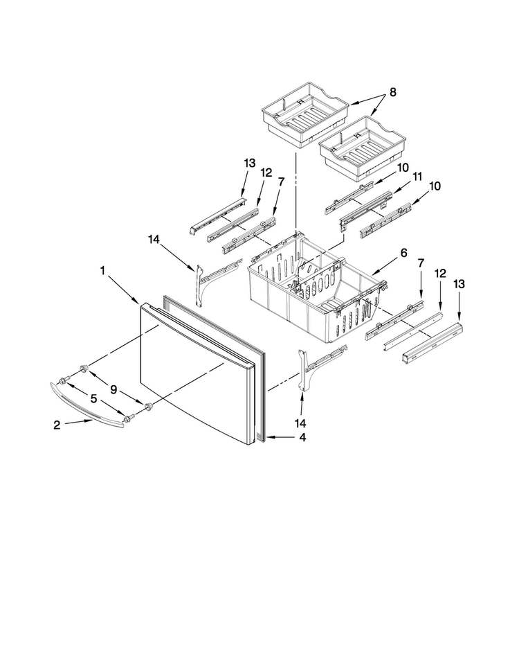 Freezer Door Parts Diagram and Parts List for AFI2538AES6  Amana Refrigerator