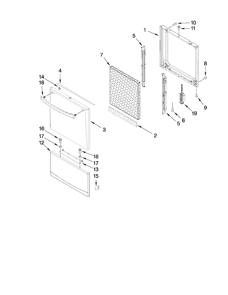Oven Door And Drawer Parts Diagram and Parts List for AEP200VAW0  Amana Range