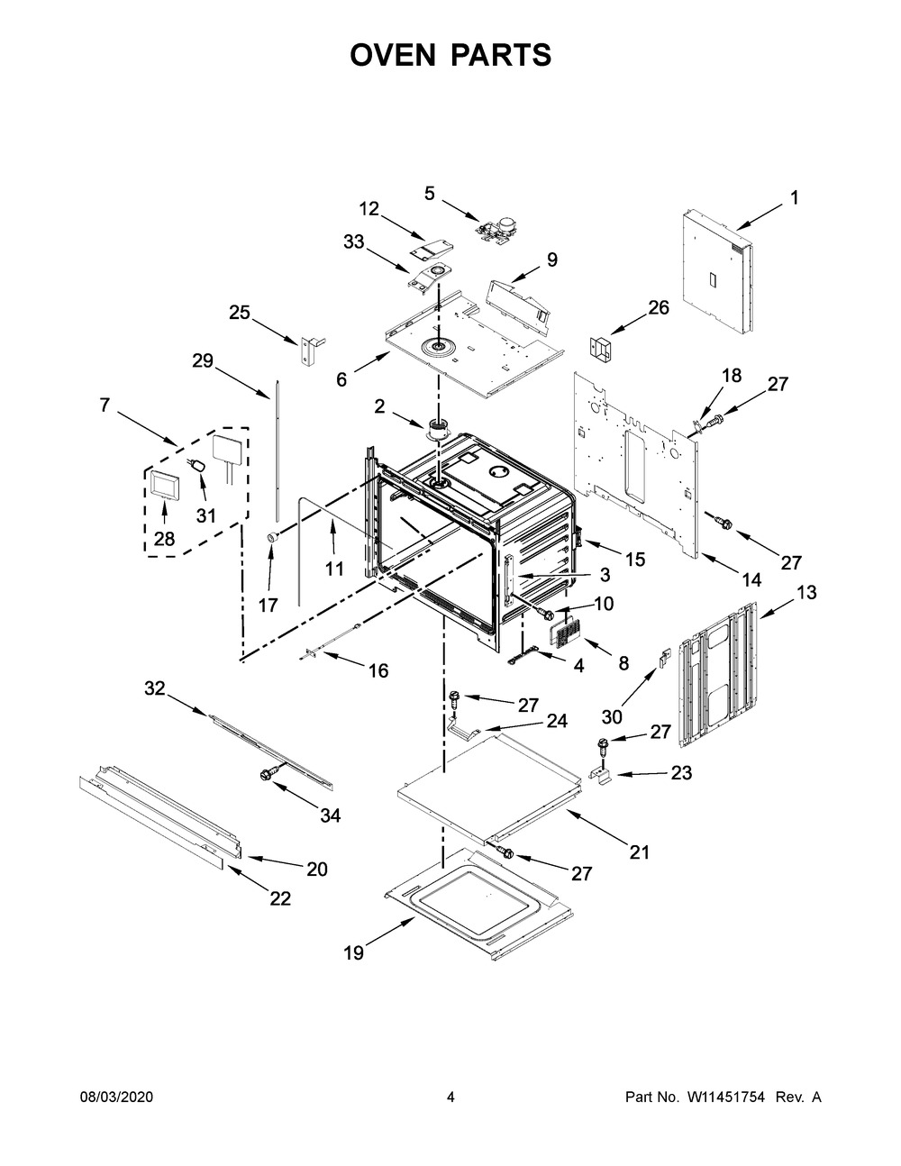 Oven Parts Diagram and Parts List for JJW2427IL01  Maytag Range