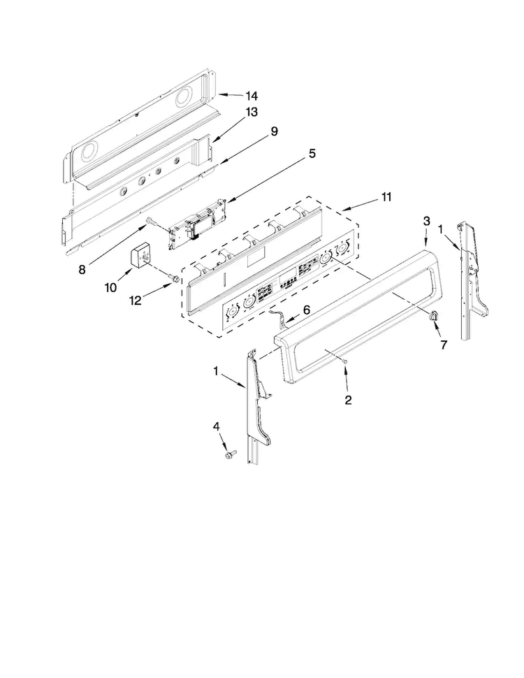 Control Panel Parts Diagram and Parts List for MET8775XS00  Maytag Range