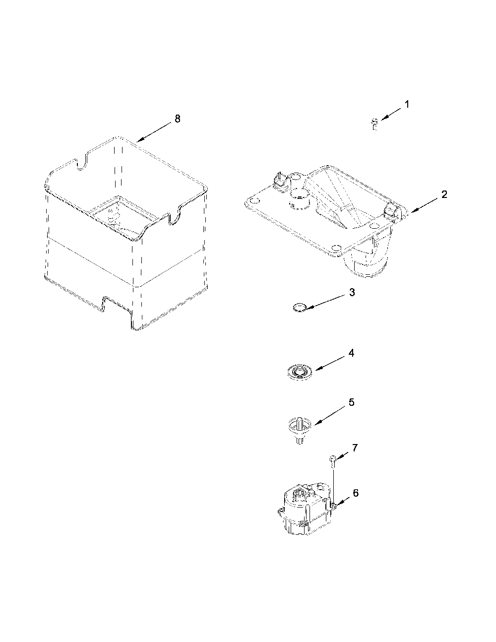 Motor and ice container parts Diagram and Parts List for 59672383412  Amana Refrigerator