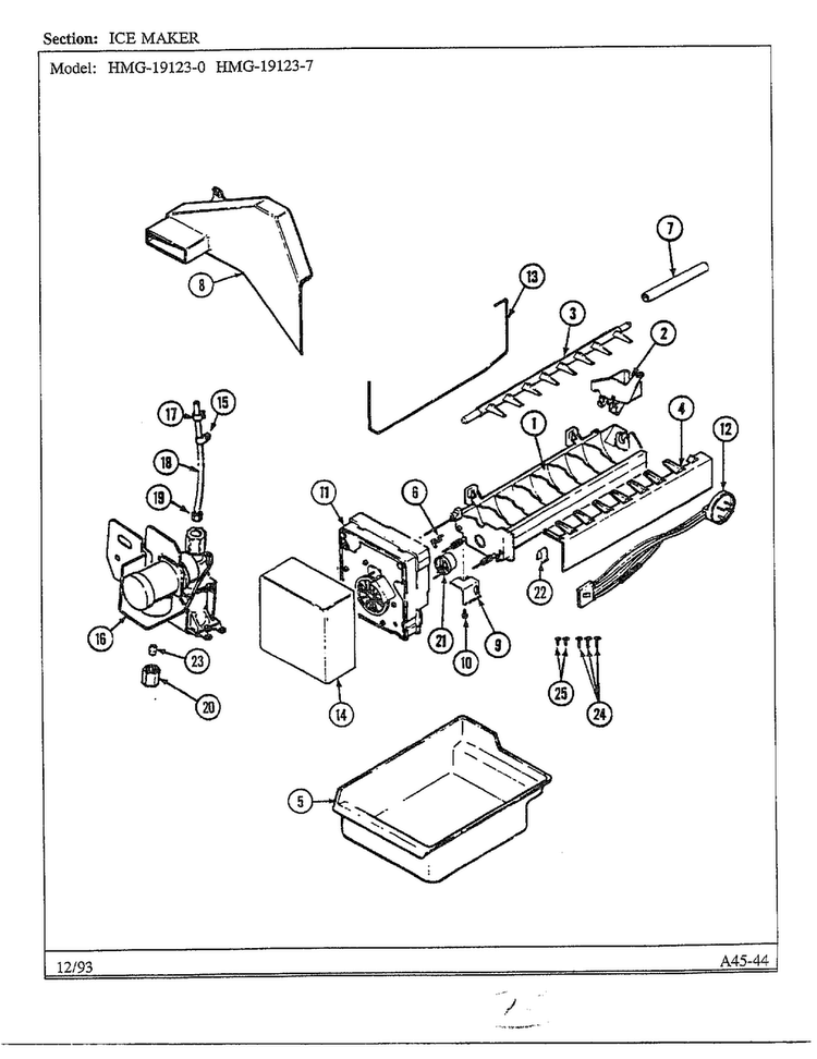 Ice Maker Page 2 Diagram and Parts List for 19123-0  Admiral Refrigerator