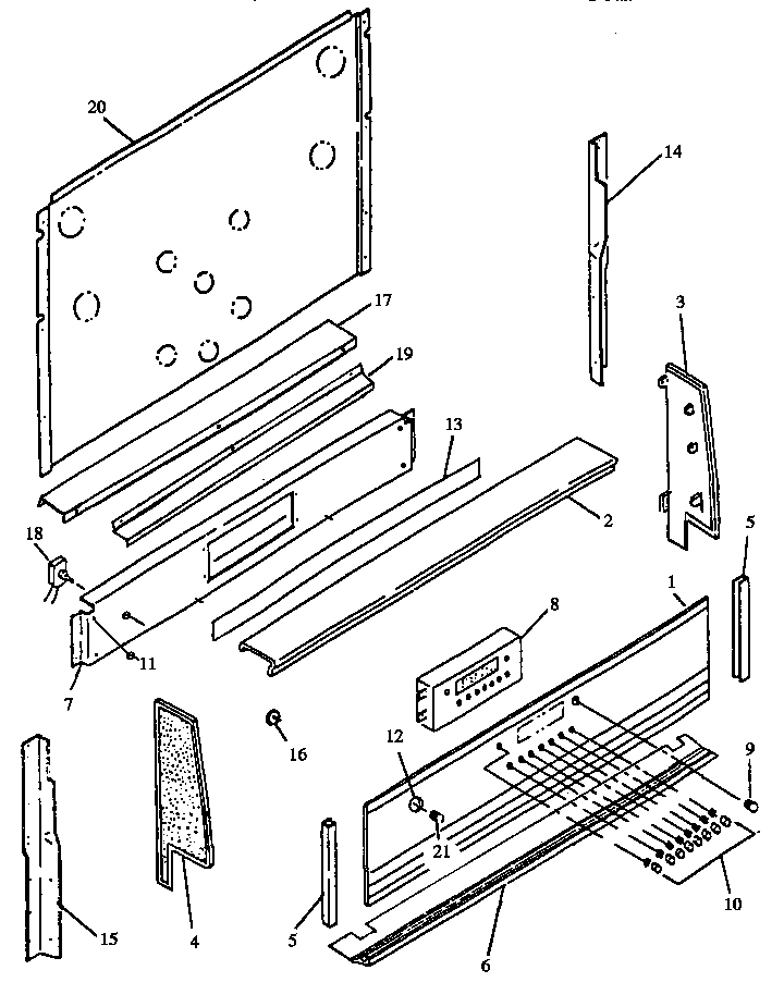 Backguard Parts Diagram and Parts List for RSF3400UW-P1141222NW  Caloric Range