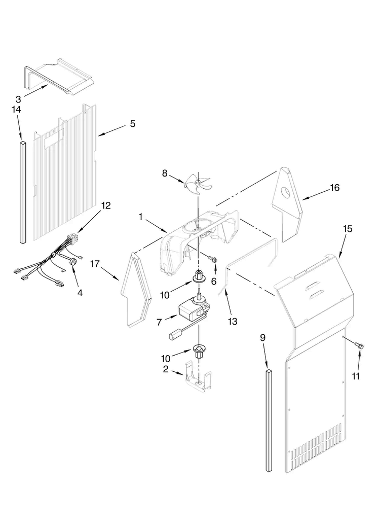 Air Flow Parts Diagram and Parts List for MSD2254VEW01  Maytag Refrigerator