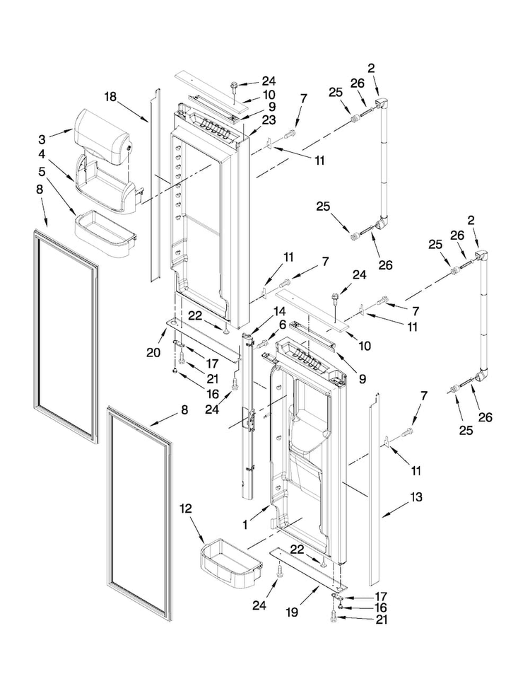 Refrigerator Door Parts Diagram and Parts List for JFC2089WTB3  Jenn-Air Refrigerator