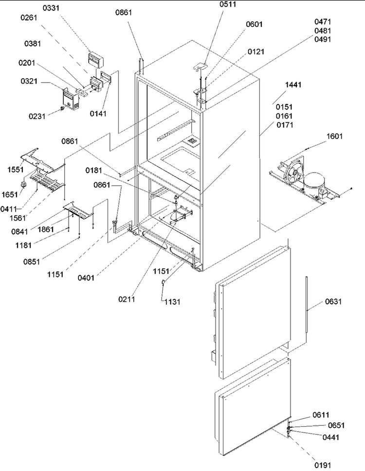 Control, Hinges & Shields Diagram and Parts List for BRF20VE-P1321303WE  Amana Refrigerator