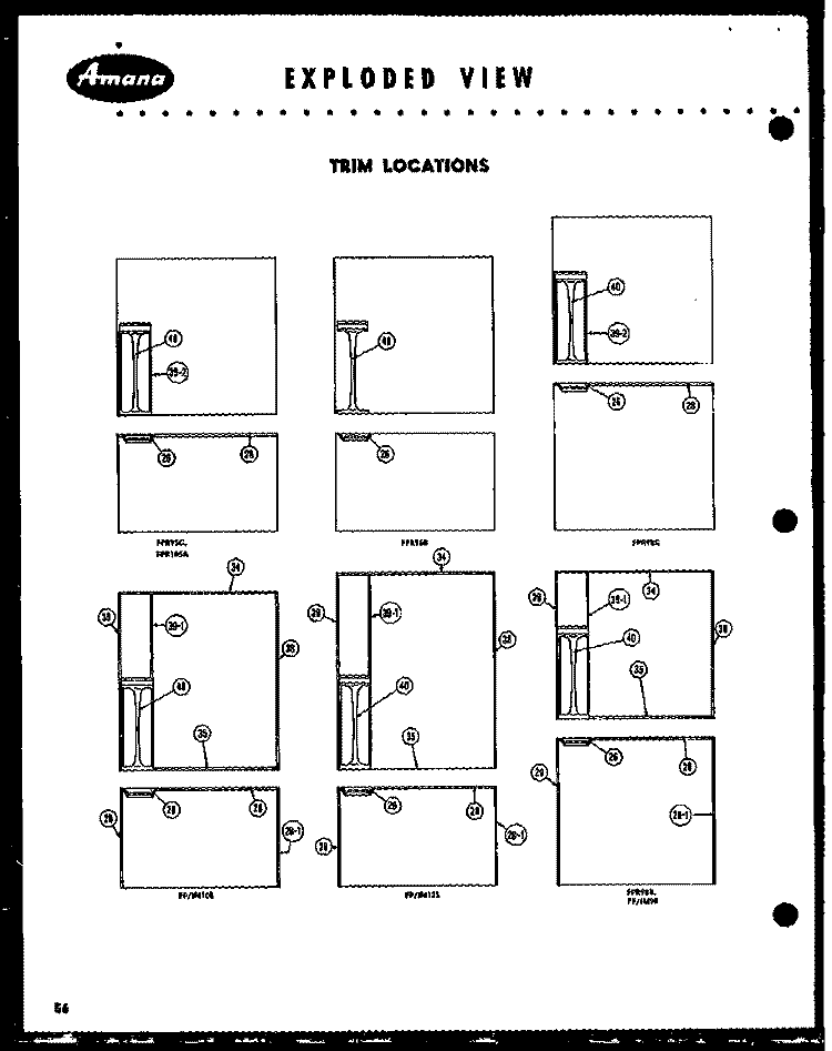 TRIM LOCATIONS Diagram and Parts List for FF105L  Amana Refrigerator