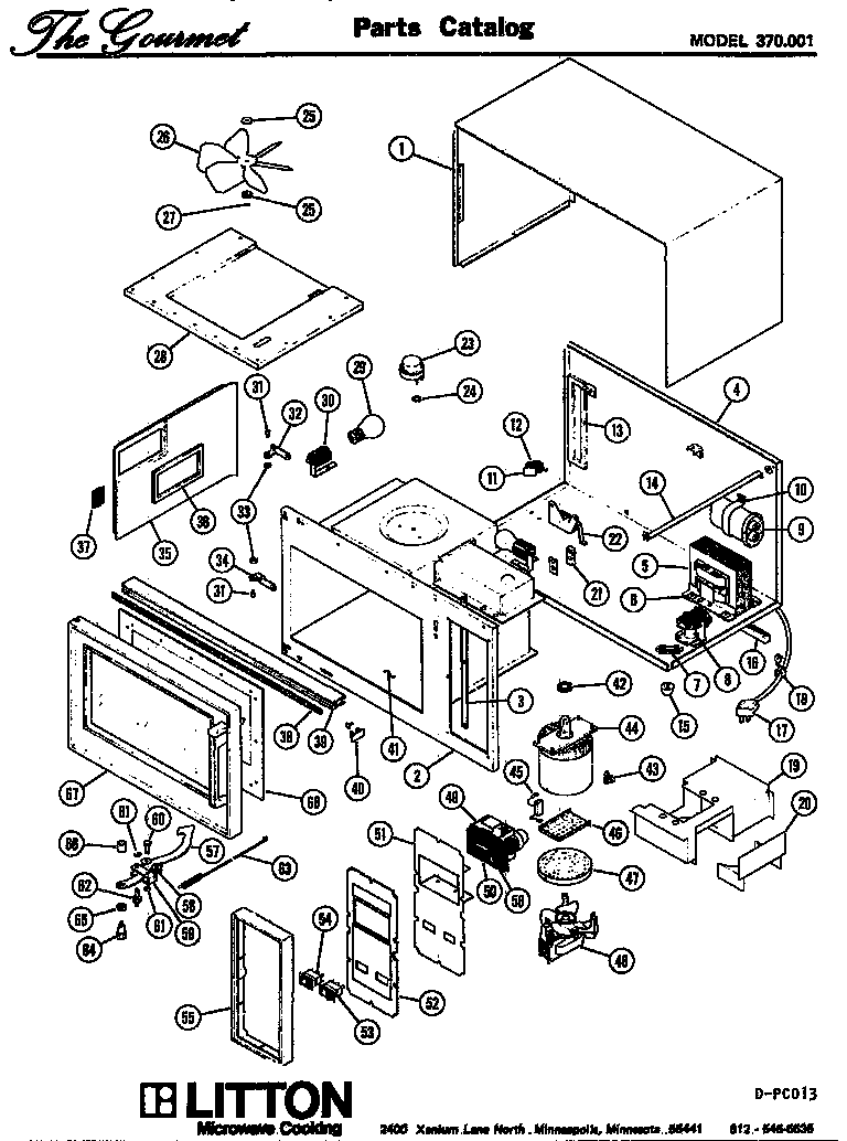 01 - Page 1 Diagram and Parts List for 370001  Maytag Microwave