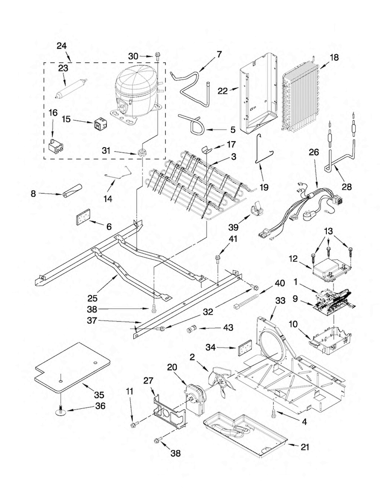 Unit Parts Diagram and Parts List for MSD2559XEB03  Maytag Refrigerator
