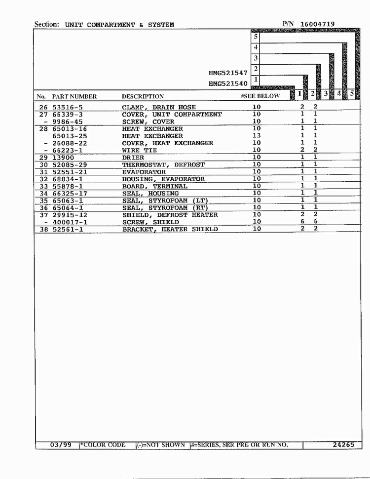 Unit Compartment And System Page 3 Diagram and Parts List for 52154  Admiral Refrigerator