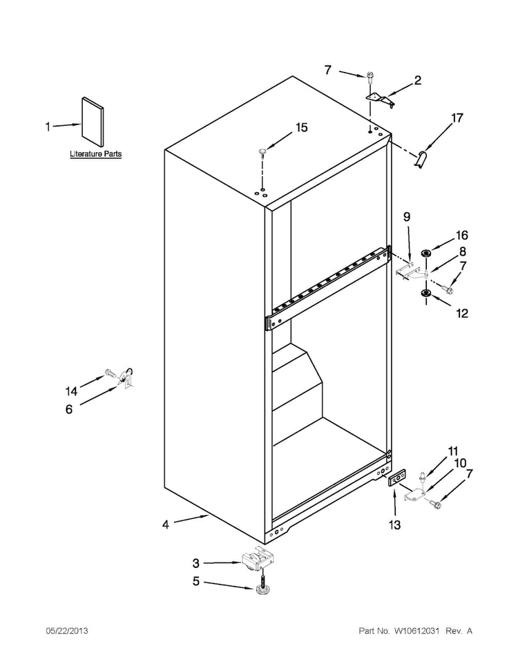 Cabinet Parts Diagram and Parts List for A8TXNWFBW00  Amana Refrigerator