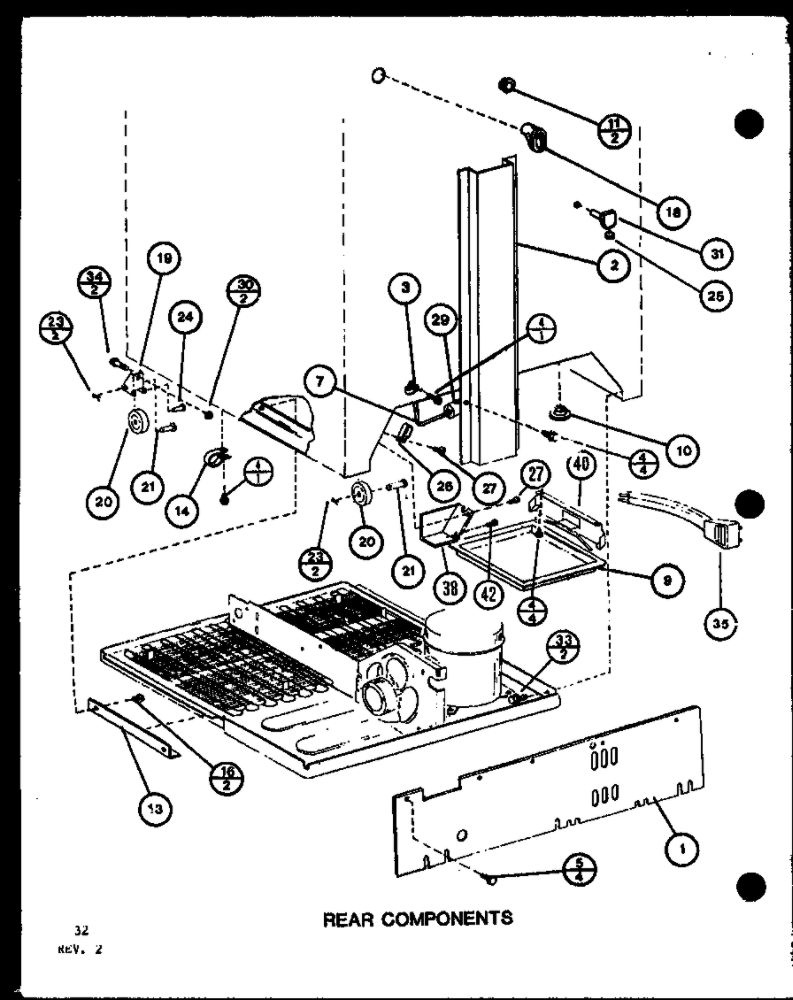 Rear Components 2 Diagram and Parts List for IC3K-P7621310W-BM  Amana Refrigerator