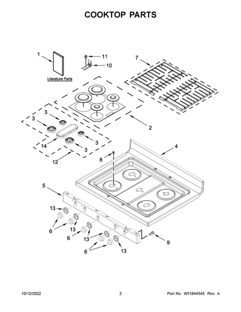 Cooktop Parts Diagram and Parts List for MGR7700LZ4  Maytag Range