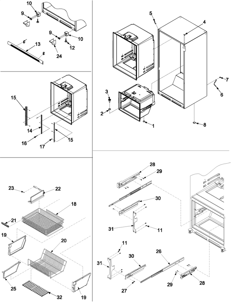 Interior Cabinet & Freezer Shelving Diagram and Parts List for JCB2058GEW-PJCB205  Jenn-Air Refrigerator