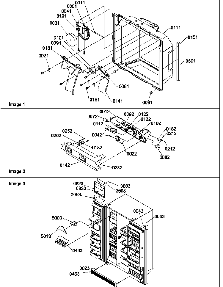 Ice/water Cavity, Electronic Bracket Assy & Toe Grille Diagram and Parts List for SRD526TW-P1313401WW  Amana Refrigerator