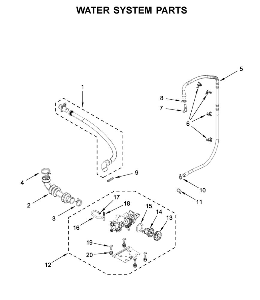 Water System Parts Diagram and Parts List for MHW8630HW3  Maytag Washer