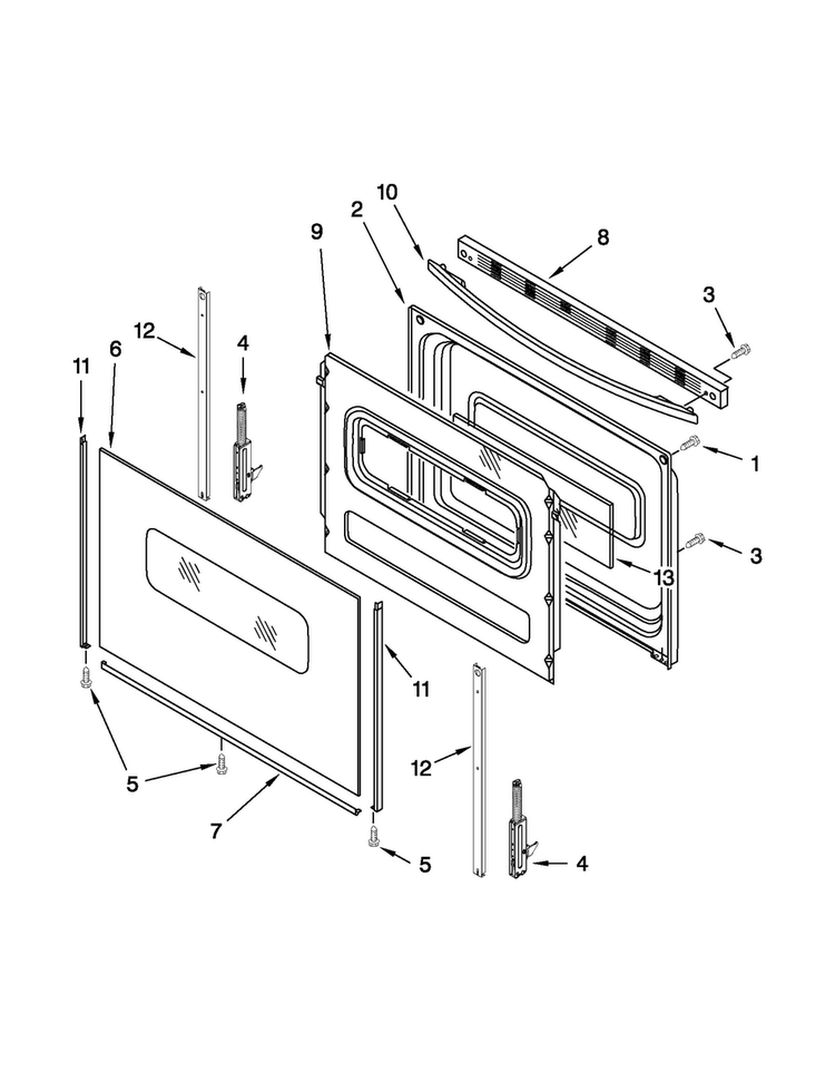 Door Parts Diagram and Parts List for YACR3230BCW0  Amana Range