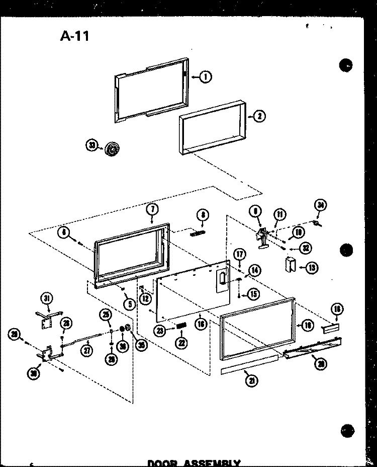 DOOR ASSY Diagram and Parts List for RC-14 P7210009M Amana Microwave